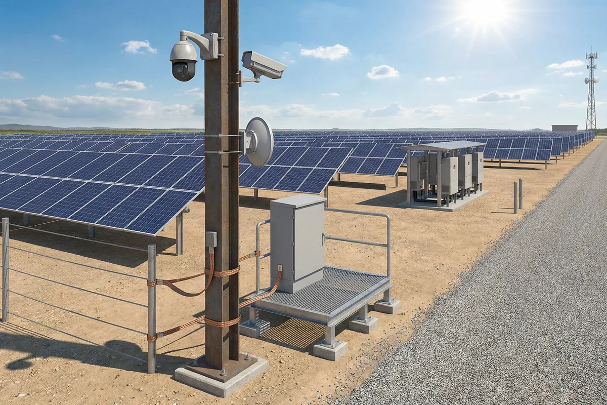 Solar farm corner surveillance node