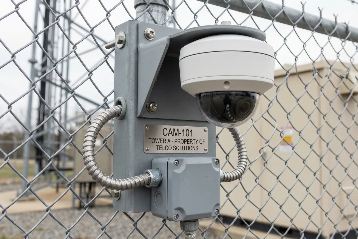 Telecom tower fence camera installation