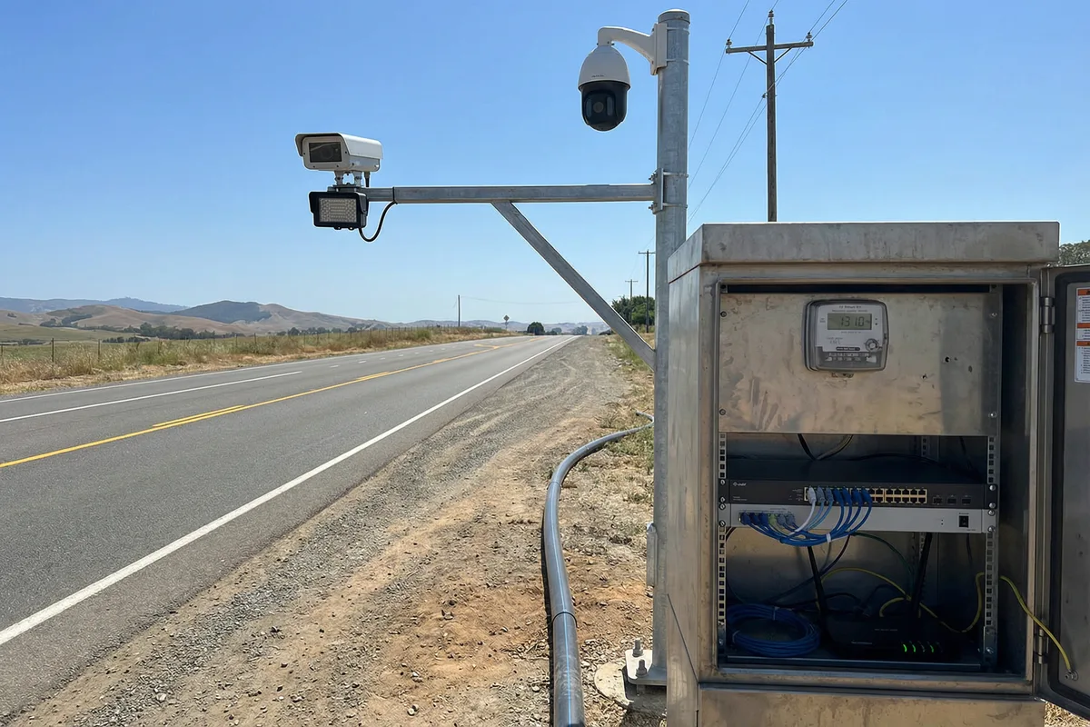 Rural traffic checkpoint surveillance pole