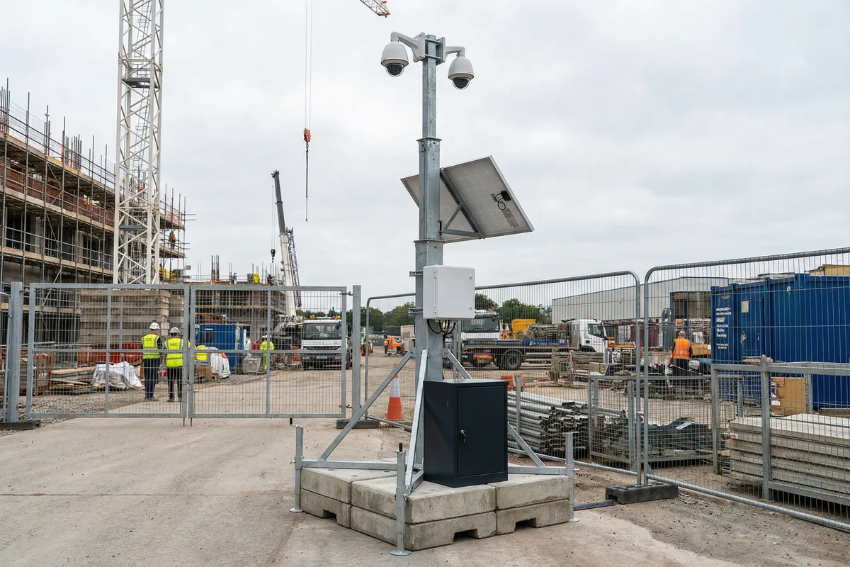Temporary construction site surveillance mast